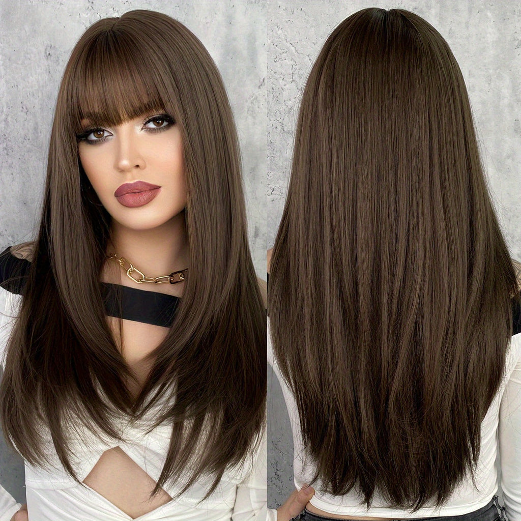 Elegant Brown Bangs Wig