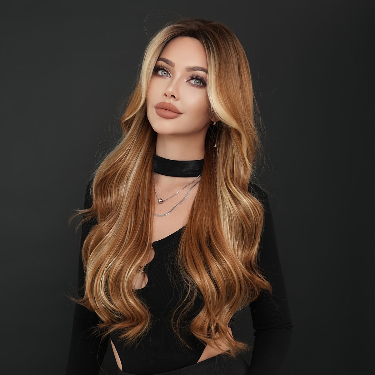 Elegant Ombre Brown Curly Wig-2