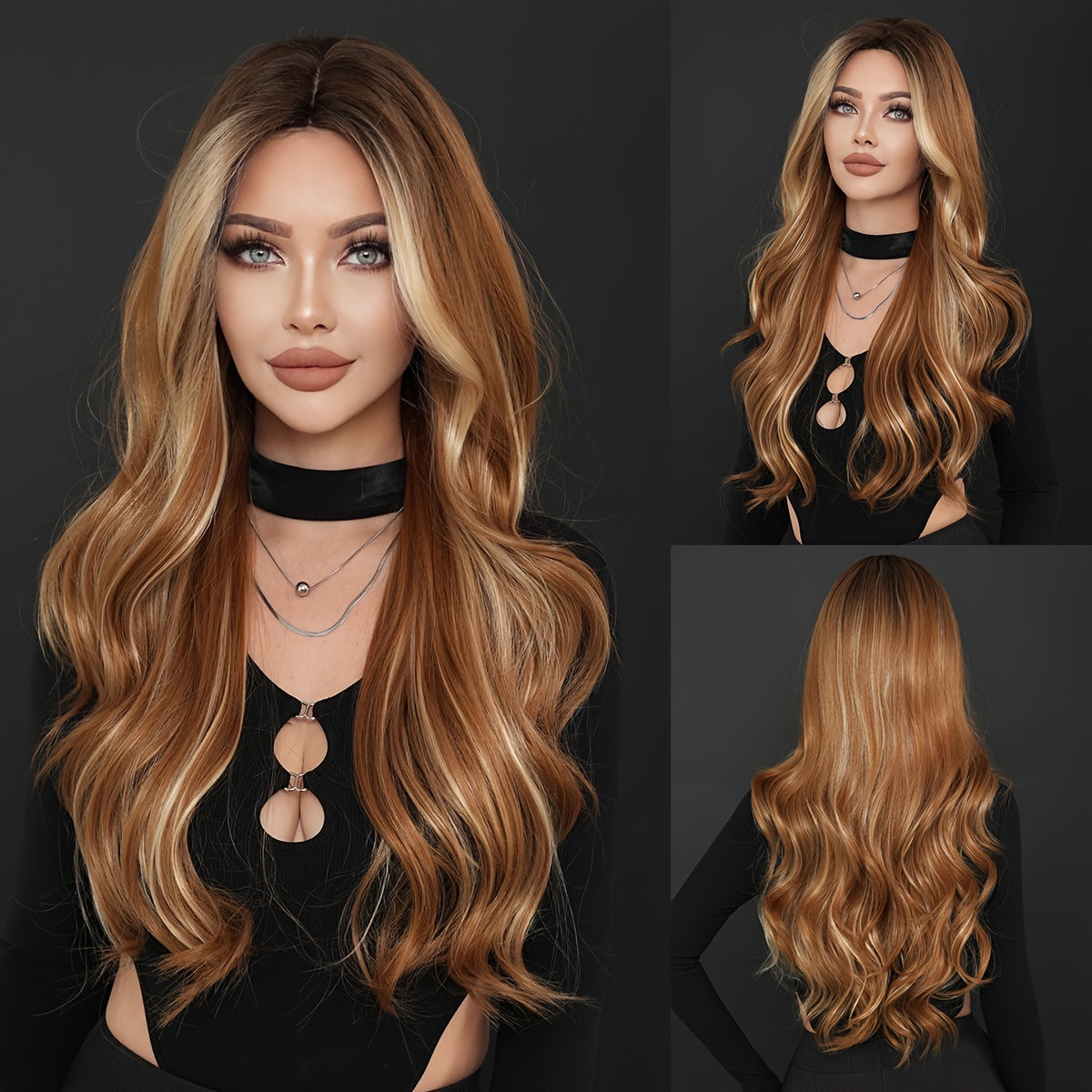 Elegant Ombre Brown Curly Wig-4