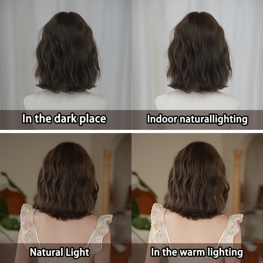 WIGS Short Water Wave Bob Wig-0