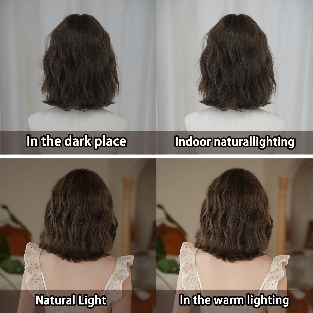 WIGS Short Water Wave Bob Wig-0