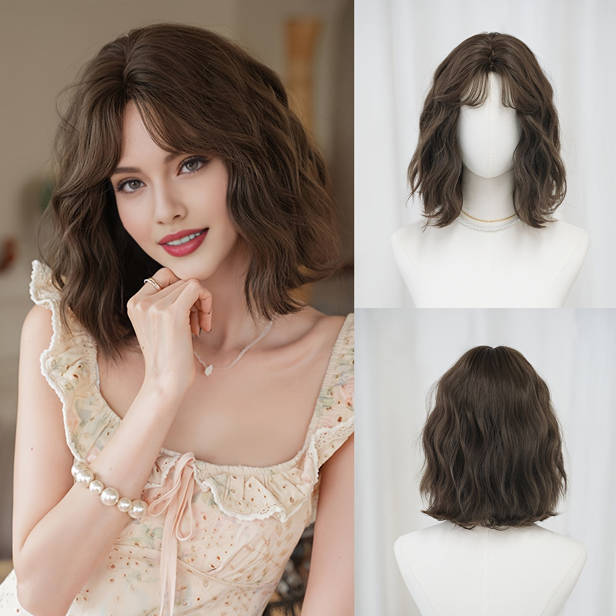 WIGS Short Water Wave Bob Wig-1