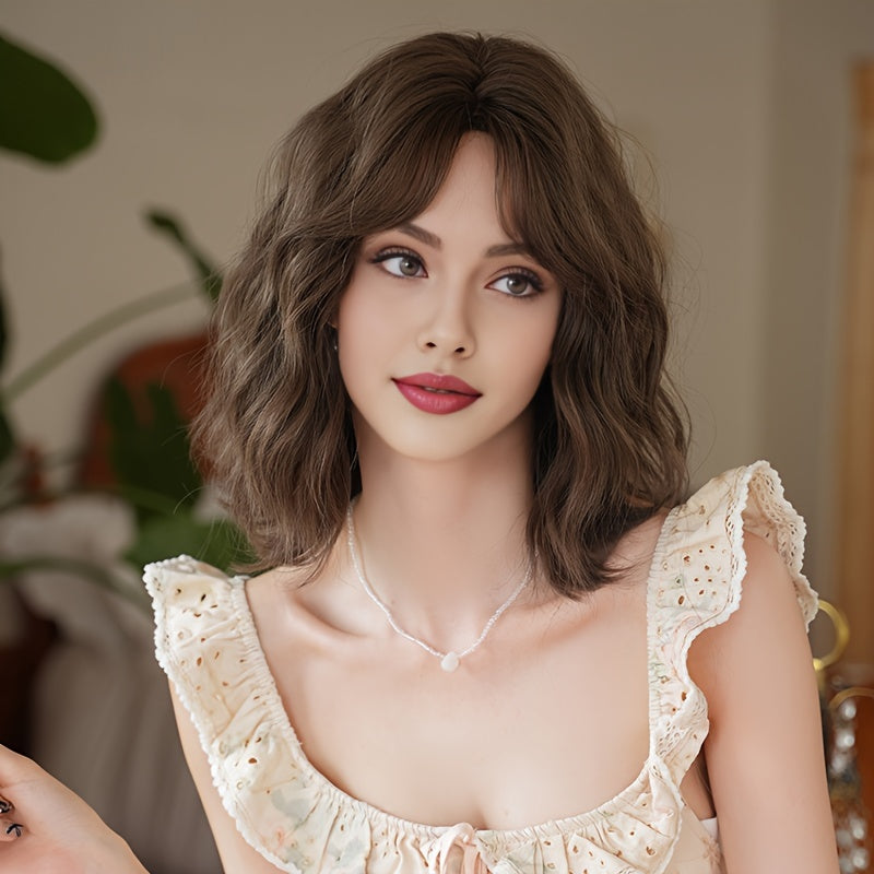 WIGS Short Water Wave Bob Wig-4